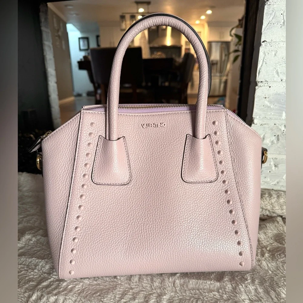 Valentino Lavender Leather Studded Satchel